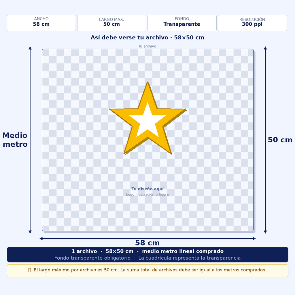 Impresión DTF Textil -  Medio metro (58x50cm) - Retiro en Tienda