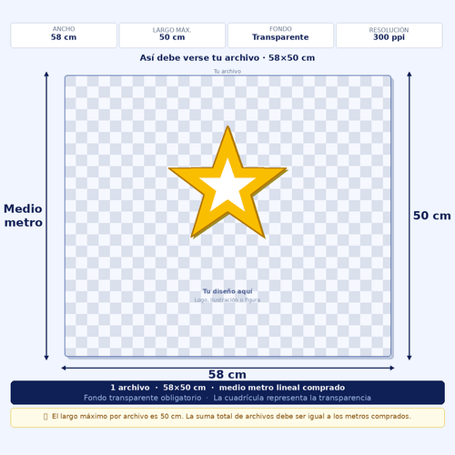 Impresión DTF Textil -  Medio metro (58x50cm) - Retiro en Tienda